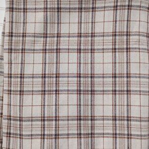 5.5 Yds MCM Mid Century Modern Plaid Linen Fabric Brown Tan Neutral Upholstery